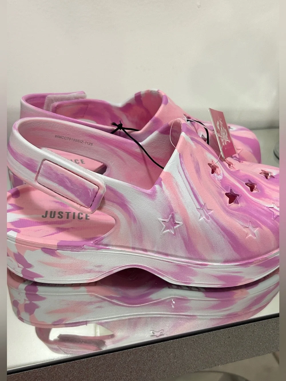 Justice Star Clog Pink Purple Marble Girls Size 3 NWT Platform Shoes